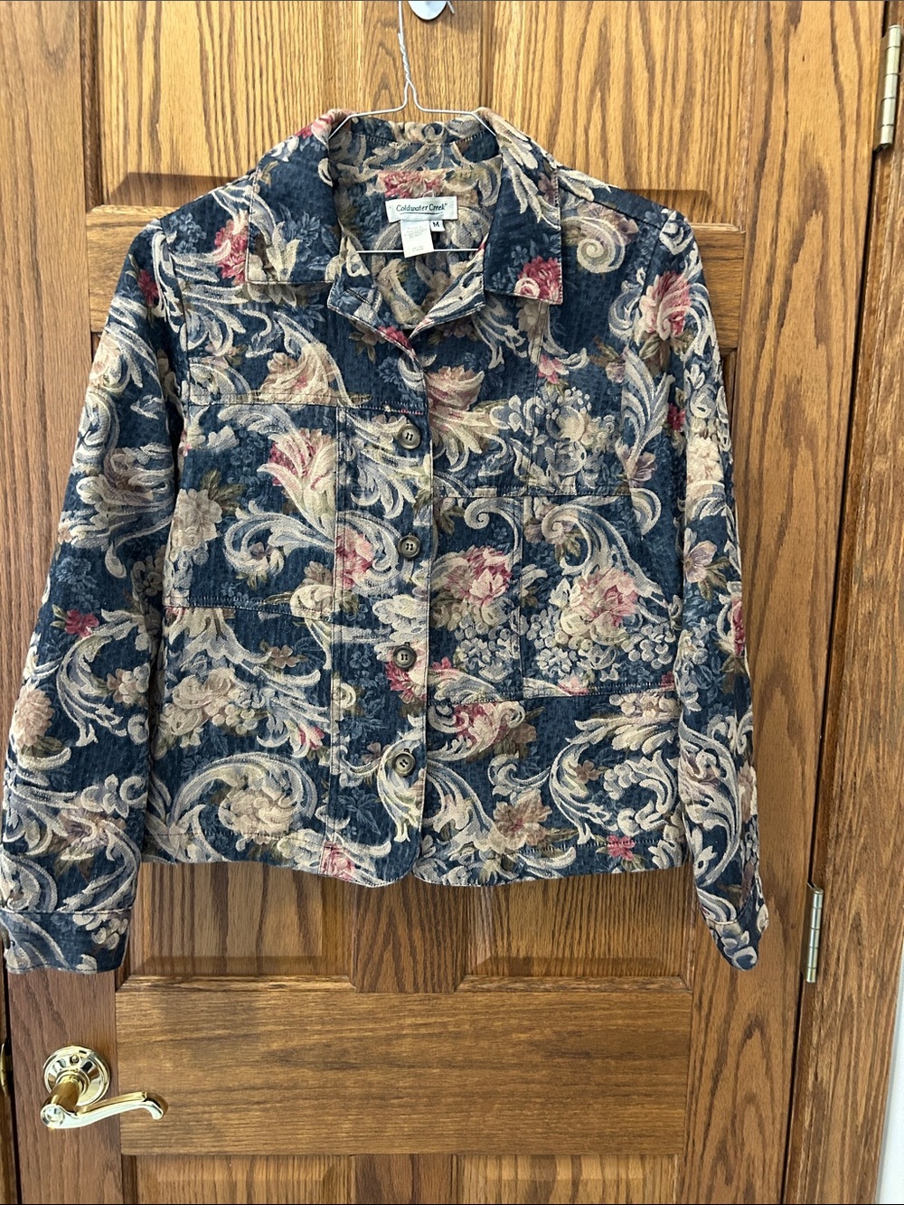 Coldwater Creek Navy Floral Quilted Jacket